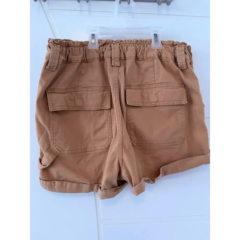 Arizona Jean Co Paperbag Waist Shorts Women's Size 15 Peach Floral Embroidered